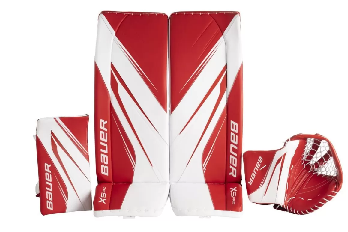 Goalie Leg Pads Intermediate | BAUER Goalie Leg Pads X5 Pro Int White/Red