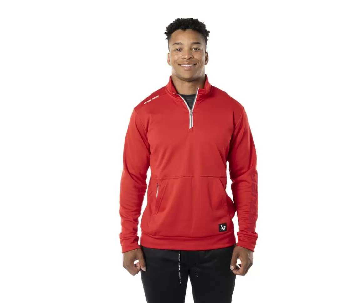 Sweaters Senior | BAUER Sweater 1/4 Zip Team Fleece Sr Red