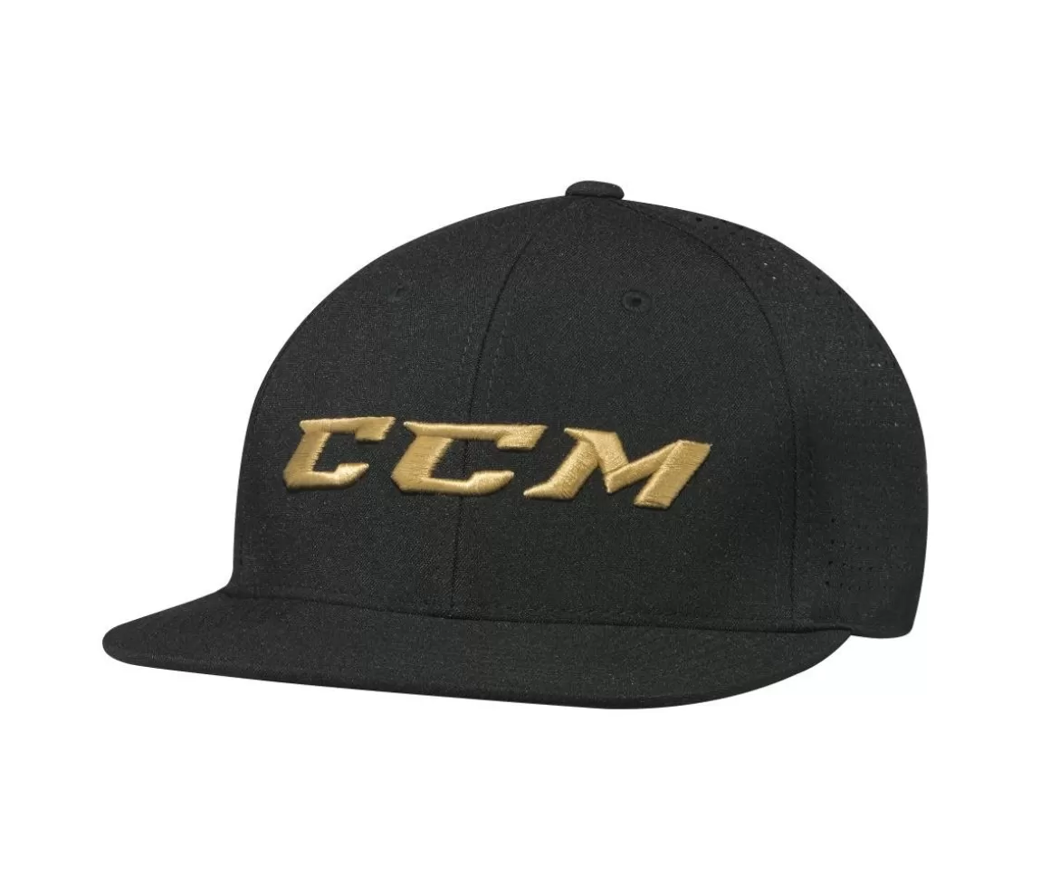 Hockey Caps Ccm | CCM Cap Big Logo Flat Brim Sr Black