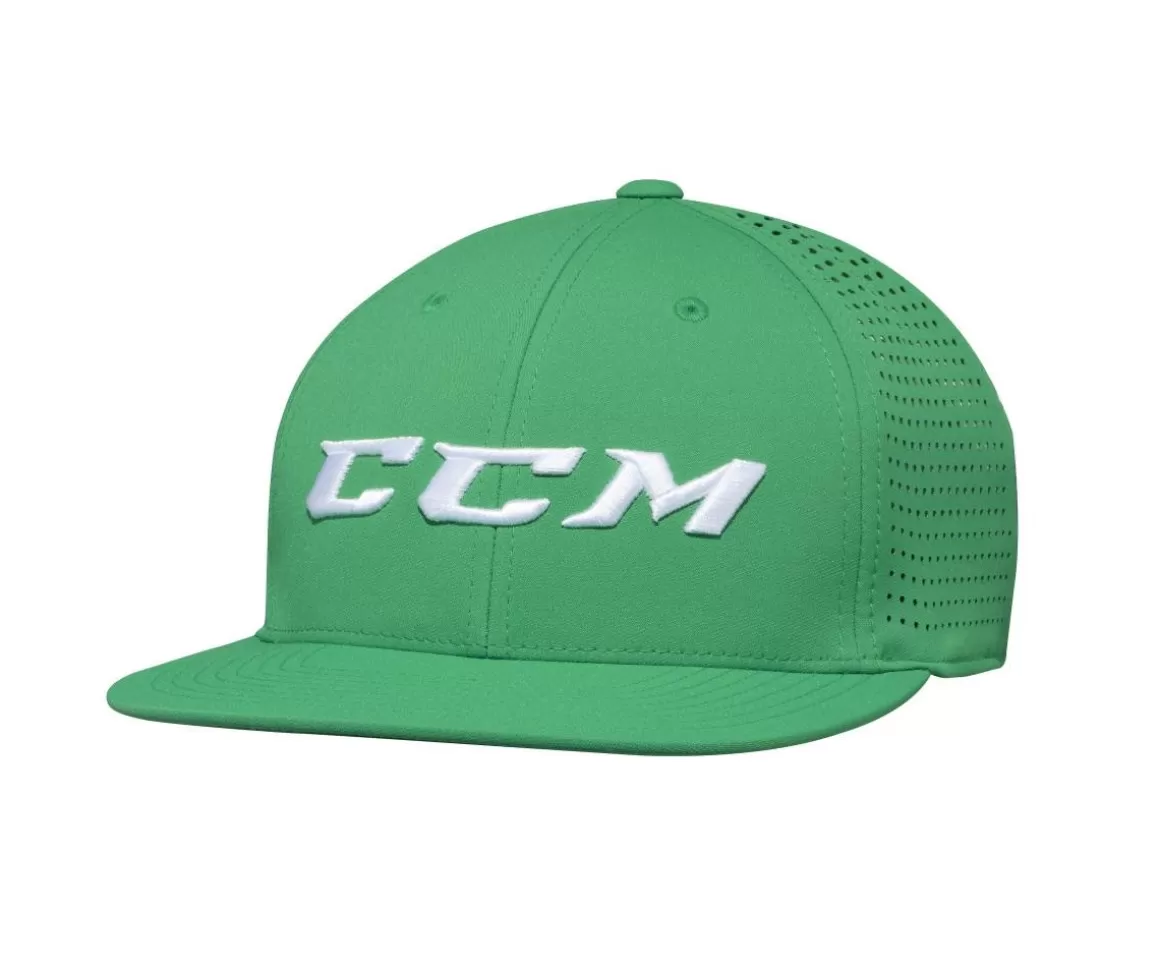 Hockey Caps Ccm | CCM Cap Big Logo Flat Brim Sr Green