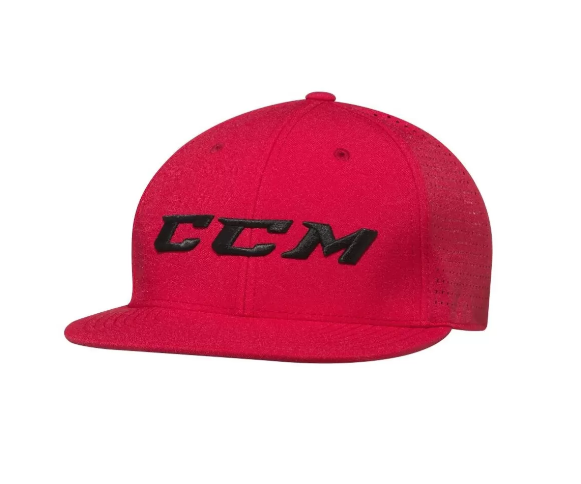 Hockey Caps Ccm | CCM Cap Big Logo Flat Brim Sr Red