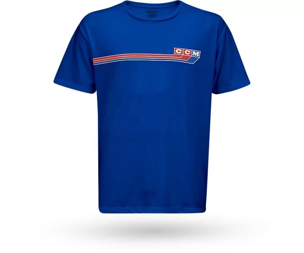 Junior T-Shirts | CCM Retro 3 Block Tee Jr Royal Royal Blue