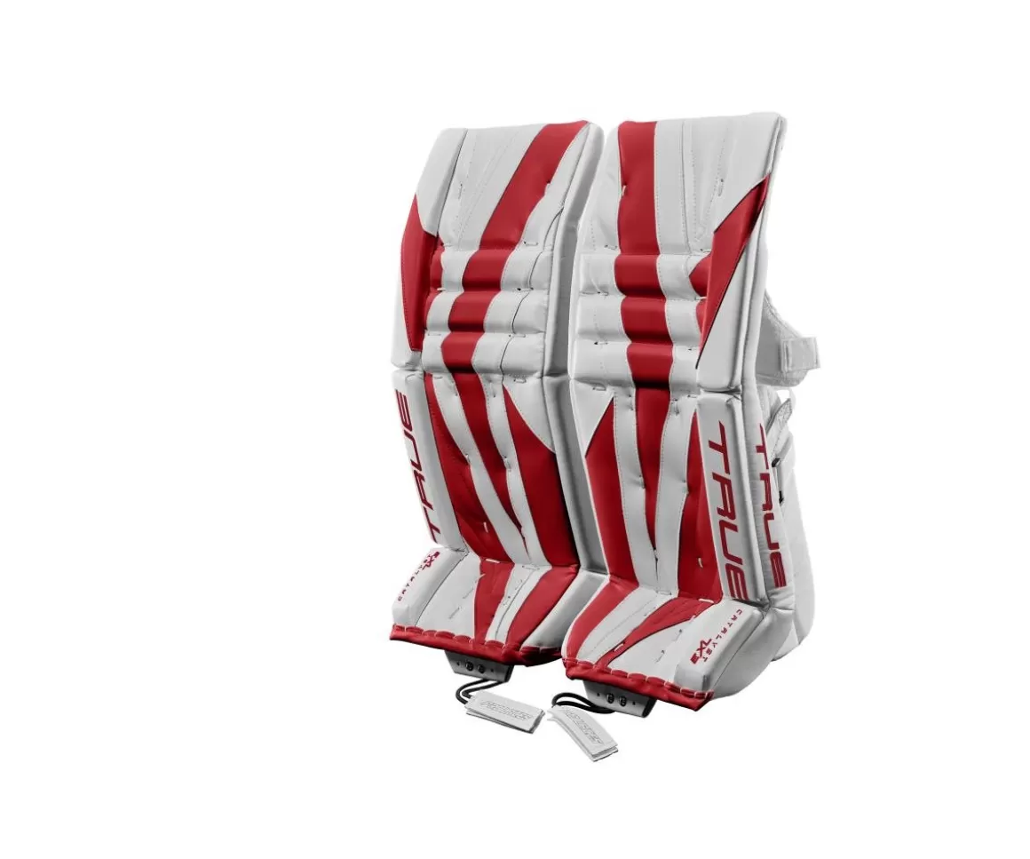 Goalie Leg Pads Intermediate | 1 True Goalie Leg Pads Catalyst 7X3 Int White/Red