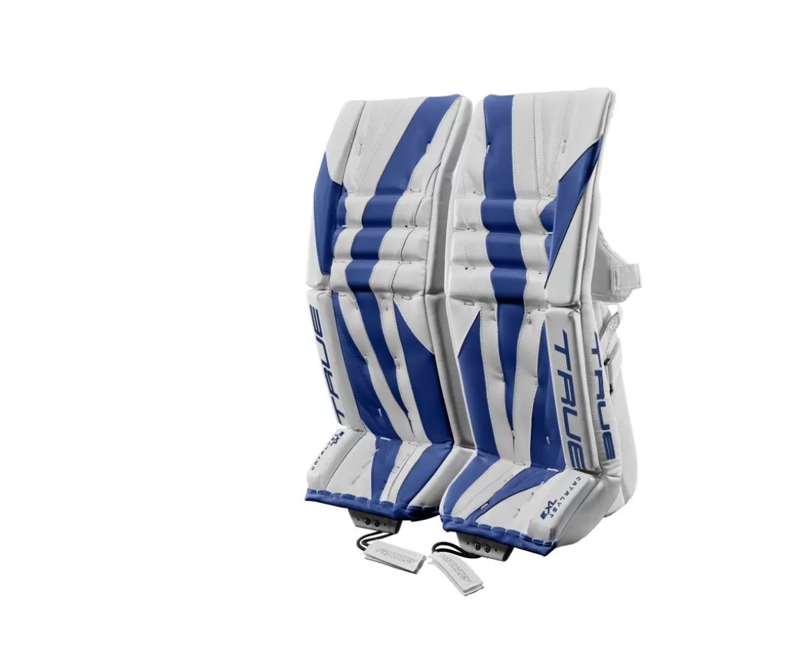 Goalie Leg Pads Intermediate | 1 True Goalie Leg Pads Catalyst 7X3 Int White/Blue